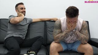 Zeus Ray agrees to suck John Brachalli's big cock while he plays and gets a hot surprise - 5 image