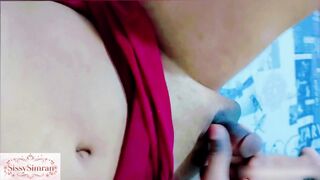 Sissy Simran flaunts her curvy body & shows off her impotence while playing with her tight ass