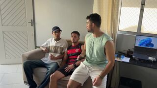 Karvalho, Luciano, and Gabriel Torres engage in first-time dorm orgy with dirty talk, abs, and perfect ass - 1 image