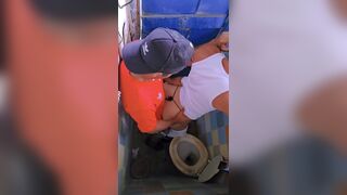 Luccas Melo & Junior Delao take a hard anal pounding in the construction site bathroom - 12 image