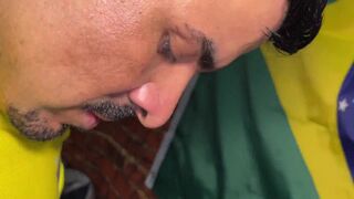 Wild Brazilian orgy with rough bareback interracial anal and blowjobs by a group of guys - 14 image