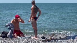 Falcon Al & Kit Belove take turns getting their tight asses pounded on a public beach - 2 image