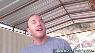 Watch Black studs share a hot load in interracial threesome