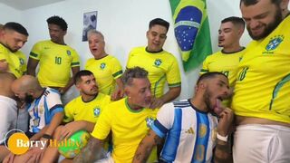 Watch Yuri Gaucho, Aquele Ton, and friends go wild in public with hot interracial anal sex