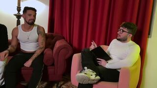Dorn, Bob Willian & Bitchmansp take turns getting their tight assholes stretched by a BBC in hot threesome action!