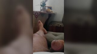 Watch Dinho's hot solo handjob skills as he jerks off with his bare hands on a day off - 5 image
