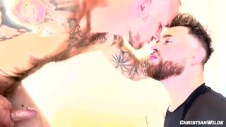 Christian Wilde and his muscular friend take raw muscle on a wild ride