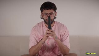 Camilo Brown's massive toy makes him cum hard in wild anal ride with explosive cumshot! - 1 image