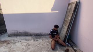 Asafe Santtos strokes her huge black dick while getting bareback with a skinny guy on the street - 11 image