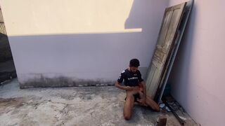 Asafe Santtos strokes her huge black dick while getting bareback with a skinny guy on the street - 2 image