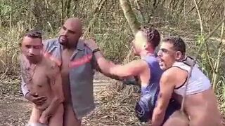 Luccas Melo, Kinholiver, Bitchmansp, and Bob Willian take on a wild public bareback orgy with V - 12 image