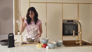 Kira Blooms and Oliver Strelly get their young studs off in hot threesome action with models and models in food bloggers - 2 image