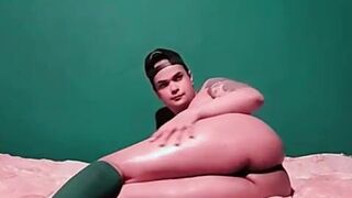 Femboy's hot oiled-up ass gets a good clapping and a hard pounding - 6 image