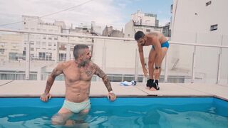 Watch how Shulxxx gets a real XL Brazilian in her pool & sucks him dry - 1 image