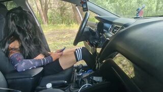 Hot big cock Archik bangs her boss in the car and makes her squirt all over her stockings