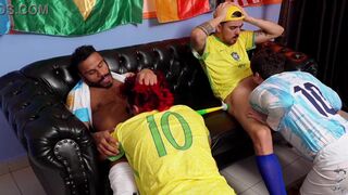 Putao Karioca, Dorn, Caio Barros, and their buddies get wild in a wild orgy with intense anal and BJ action