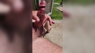 First time amateur video of me stroking my massive rod by the pool - 4 image