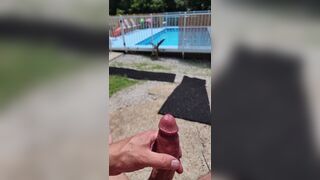 First time amateur video of me stroking my massive rod by the pool - 6 image