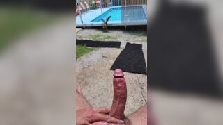 First time amateur video of me stroking my massive rod by the pool - 7 image