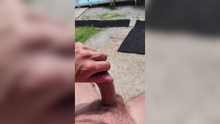 First time amateur video of me stroking my massive rod by the pool