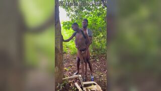 Little Brown and Aafricanhammer share steamy skinny session with a manango tree