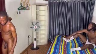 EllybfrequeVille & Bigmigh take turns pounding a hung guy next door - 1 image