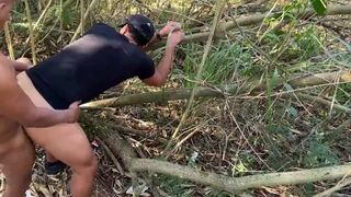 Luccas Melo, DropboyFloripa, and Junior Delao take turns barebacking each other's asses in wild forest party with - 13 image