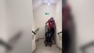 Alvelino dominates a gifted man with her ass & twinkery skills on the stairs - 1 image