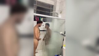 Hot and heavy shower sex for Junior Delao and RickNeker ends in wild anal pounding - 1 image
