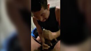 Hot young Black Beauty gives a wet massage to straight guy and gets pounded in hotel lobby - 12 image
