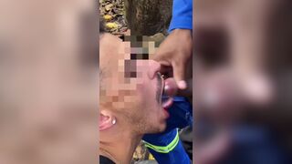 Hot threesome with straight dudes & their straight friends in dive bar - bareback anal, big cocks, uniforms, and more! - 12 image