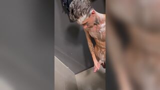 Calibre25 humiliates gym buddy with a massive cock while showering in public - 2 image