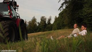 Leandro Bellmer & Lorenzo Bernini: A sissy farmer tricked into public anal with straight guy - 7 image