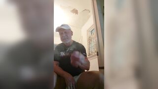 Painter dad repairs powder room ceiling