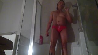 Blowing Clouds, Oiled Up, Before Hitting the Shower!