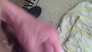 construction dude jerks off huge load