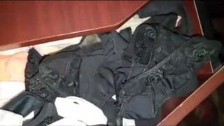 My moms white bride thongs soaked sons cum