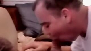 Naughty daddy Joe gives his good buddy an amazing blowjob