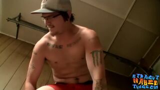 Straight thugs Lex Lane and Cayden Priar jerk off together