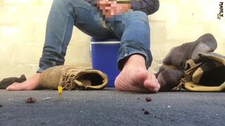 HUGE TRADIE MONSTROUS FEET! - TINY MICRO HUMAN MAN - WATCH OUT FOR THE GIANT CUM LOAD - MANLYFOOT - 11 image