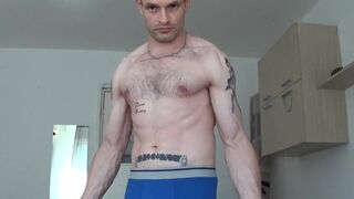 Working out, muscles, flexing, lean ripped body, hairy chest, nipples, armpits - 6 image