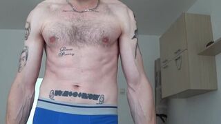 Working out, muscles, flexing, lean ripped body, hairy chest, nipples, armpits - 7 image