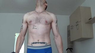 Working out, muscles, flexing, lean ripped body, hairy chest, nipples, armpits - 9 image