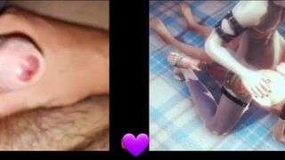 Wanking to Femboy Being Fucked | Shooting a Stream of Cum From My Uncut Dick