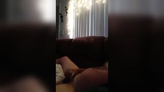 Busting nut on couch