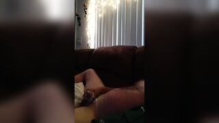 Busting nut on couch