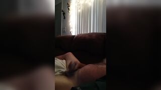 Busting nut on couch
