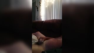 Busting nut on couch