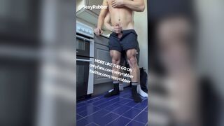 My Curious roommate edge me in his boxer in the kitchen - 10 image