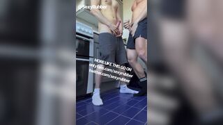 My Curious roommate edge me in his boxer in the kitchen - 15 image